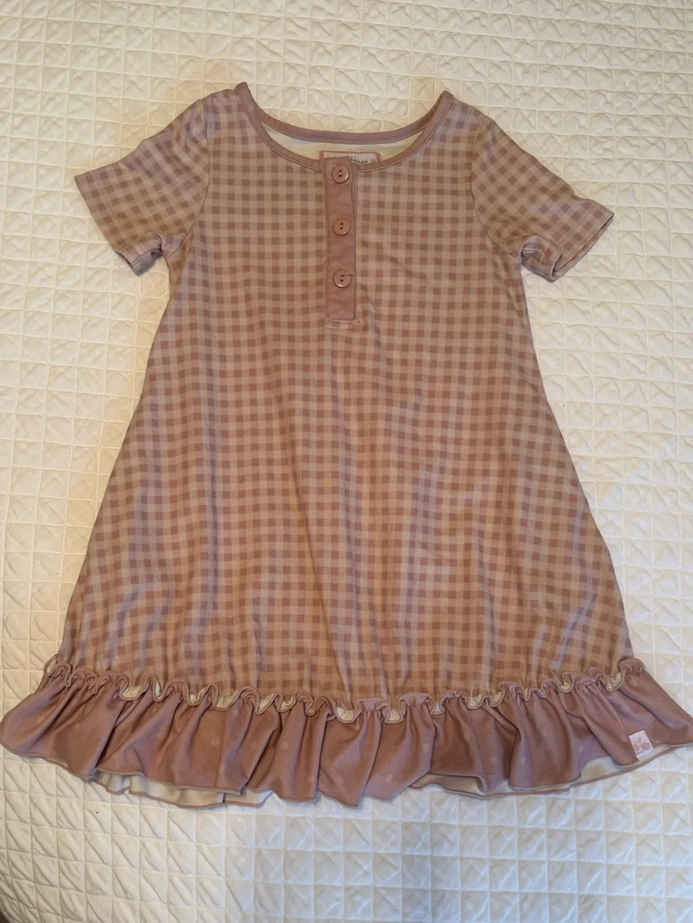 SweetHoney Mauve Gingham Ruffle Hem Nightgown